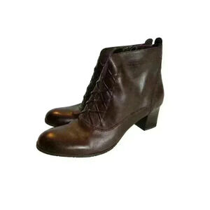 Classic Elements Brianna Brown Leather Zip Chunky Heel Ankle Booties Women 7.5